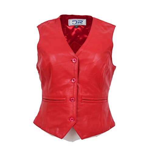 Divergent Retail Damen Weste Classic Leder rot DR212, rot, 14 Short von Divergent Retail