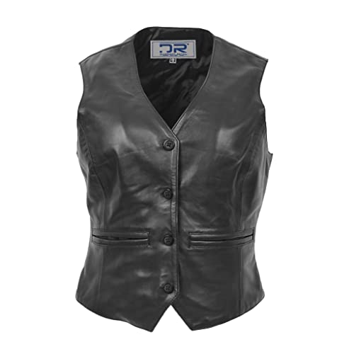 Divergent Retail Klassische Lederweste für Damen, DR212, Schwarz, Schwarz , 14 Short von Divergent Retail