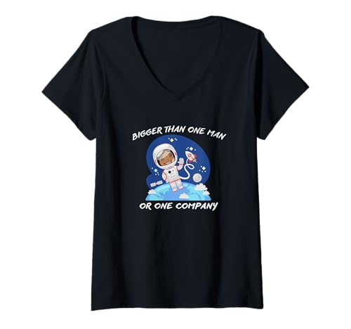 Damen Größer als ein Mann oder ein Firmenraumschiff T-Shirt mit V-Ausschnitt Damen Größer als ein Mann oder ein Firmenraumschiff T-Shirt mit V-Ausschnitt von Diversity equality female astronaut