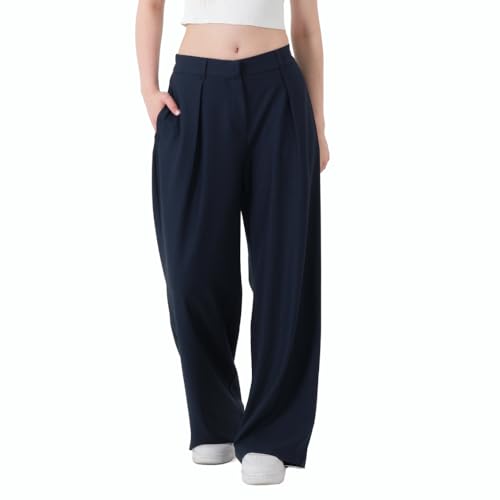 Arbeitshose für Damen, weites Bein, hohe Taille, lässig, Bürokleid, Palazzo-Hose, normale und Übergröße, Marineblau, 3X-Groß Arbeitshose für Damen, weites Bein, hohe Taille, lässig, Bürokleid, Palazzo-Hose, normale und Übergröße, Marineblau, 3X-Groß von Divesse