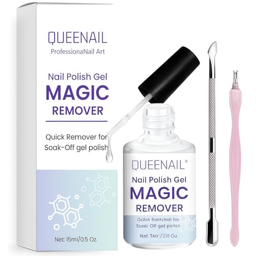 15ml Magic Nagellackentferner für Gelnägel, Nail Polish Remover, Gelnägel Entferner Remover mit 2 Nagelhaut Schiebern, Sanfter Nagelentferner, Pflege der Nägel, Rosa von DiviDermy