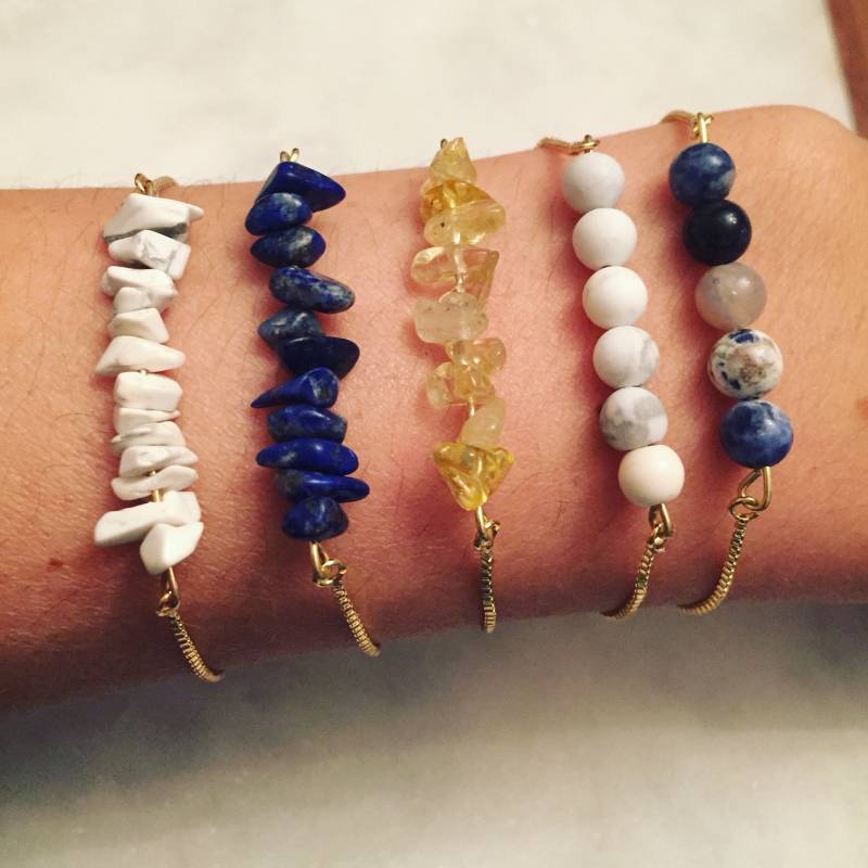 Chipped Stein Gold Verbinder Armbänder Weiß Howlith Lapislazuli Citrin Sodalith Heilschmuck Chipped Stein Gold Verbinder Armbänder Weiß Howlith Lapislazuli Citrin Sodalith Heilschmuck von DiviDream