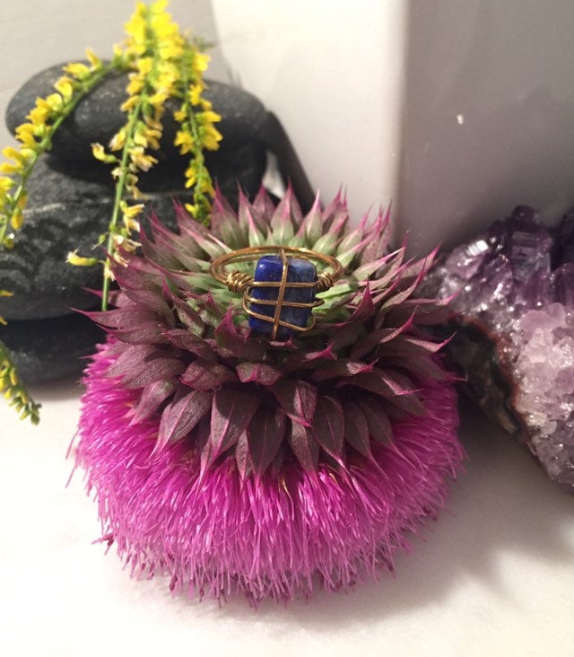 Lapislazuli Stein Golddraht Gewickelt Ring von DiviDream