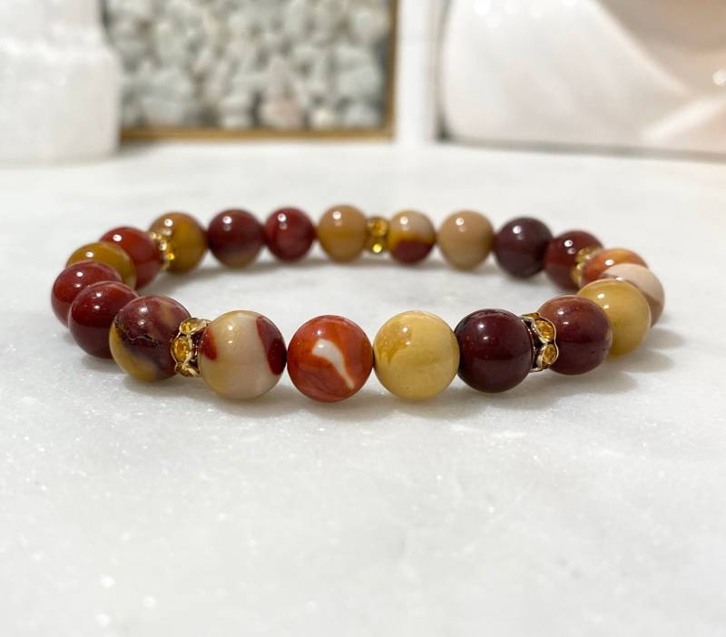 Mookait Jaspis Stein Perlen Stretch Armband von DiviDream