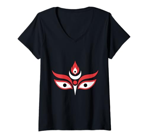 Damen Maa Kali Eyes Divine Feminine Shakti Spirituelle Meditation T-Shirt mit V-Ausschnitt Damen Maa Kali Eyes Divine Feminine Shakti Spirituelle Meditation T-Shirt mit V-Ausschnitt von Divine Devi Sacred Shakti Dharma Path Apparel