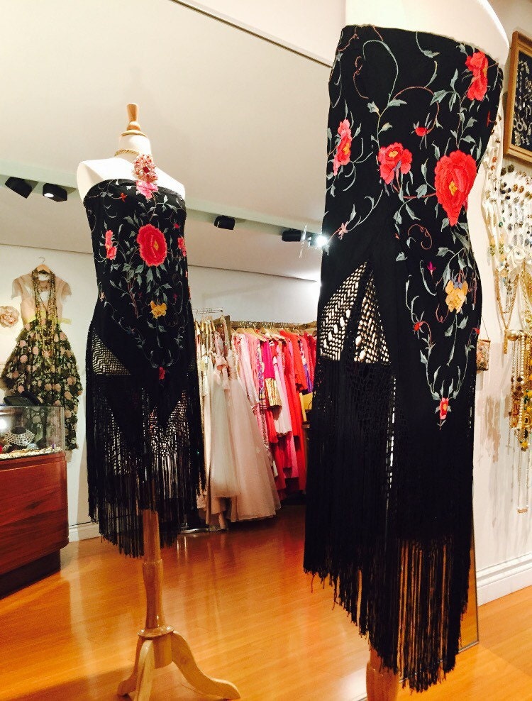 1920Er Art Deco Seide Hand Besticktes Kleid von DivineDecadenceOrig