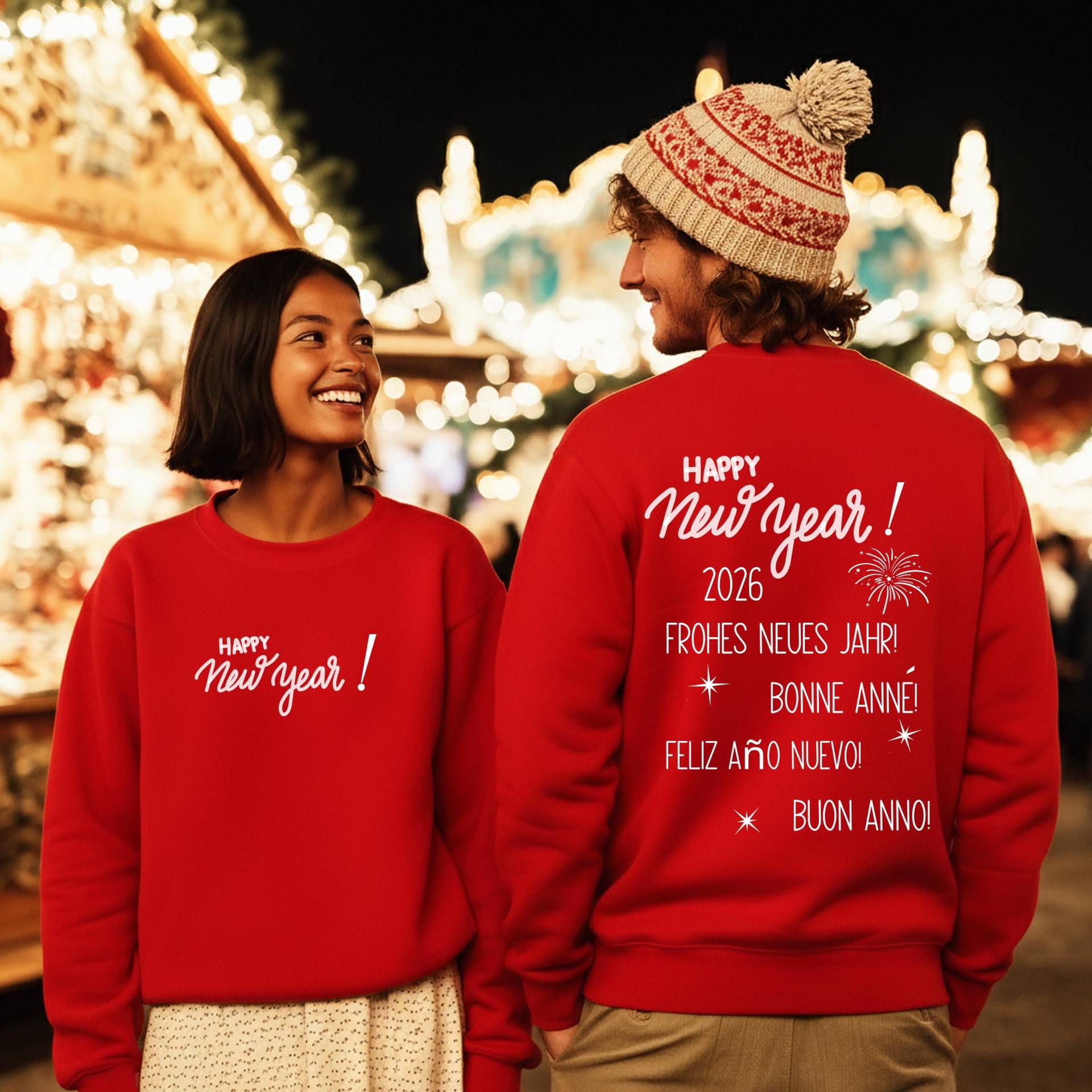 Silvester Hoodie, Neujahr Winter Pulli, Happy New Year Sweater, Partner Outfit T-Shirt, Party Pullover Unisex, Frohes Neues Jahr von DivineDesignsDe