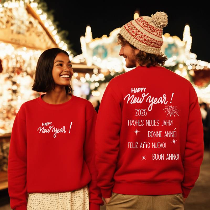 Silvester Hoodie, Neujahr Winter Pulli, Happy New Year Sweater, Partner Outfit T-Shirt, Party Pullover Unisex, Frohes Neues Jahr von DivineDesignsDe