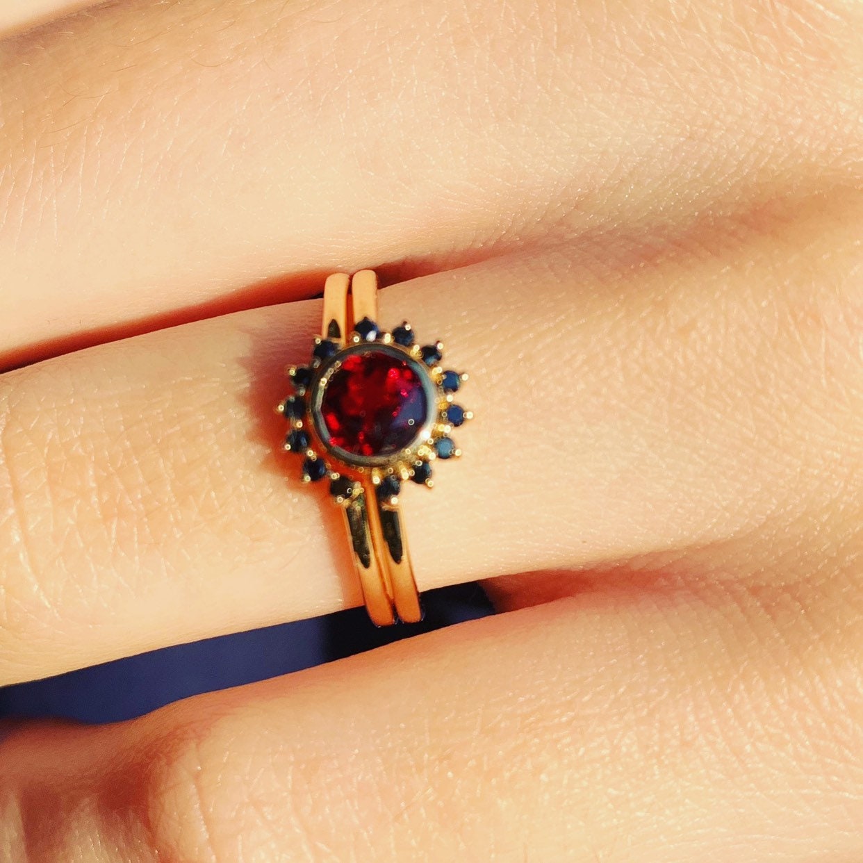 Citrin Und Black Diamond Roségold Ring von DivineElementsStudio