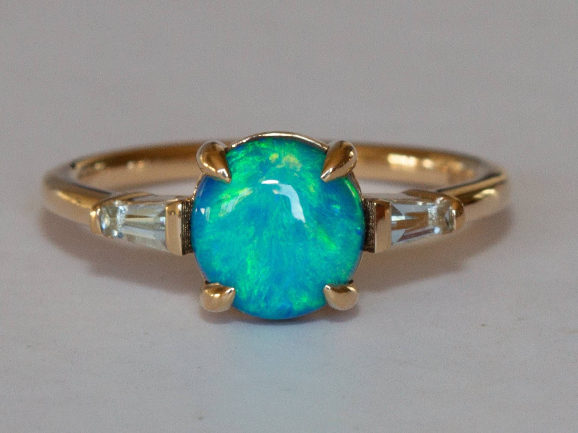 Lightning Ridge Baguette-Ring Aus Opal Und Aquamarin - Ottilia von DivineElementsStudio