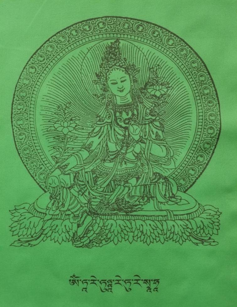 Grüne Tara Auf Stoff, Handgedruckte Flagge, Kunstdruck Göttinendruck Stoff von Divineartisan