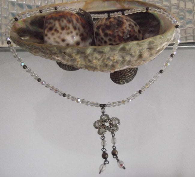 Perlengewebte Blume Anhänger Kristall Und Sterling Silber Halskette Perlengewebte Blume Anhänger Kristall Und Sterling Silber Halskette von DivinelyFeminineShop