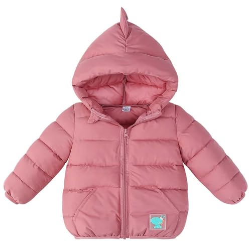 DivingBirds Süßer Winterjacke Kleinkind Jungen Mädchen, Dicker Steppmantel für Unisex Kinder, Langarm Wintermantel Junge, Rosa Dino 4-5 Jahre von DivingBirds