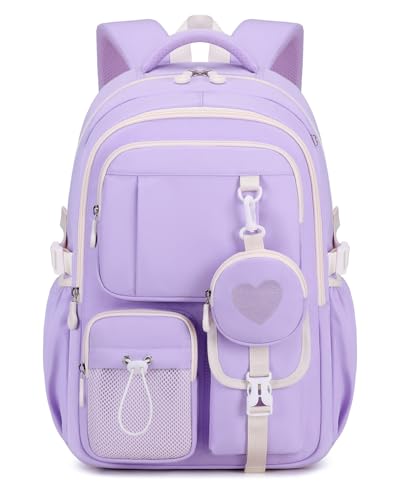 Kinderrucksack Mädchen 20L Schulranzen Mädchen 2-7 Klasse, Leicht | Atmungsaktives Rückenpolster | Gepolsterte Schultergurte | Wasserabweisend,Schulrucksack Kinder Schule Rucksack 7-10 Jahre,Violett von DivingBirds
