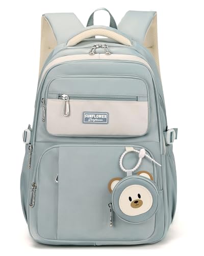 Kinderrucksack Mädchen 32L Schulrucksack Mädchen 2-10 Klasse, Leicht | Atmungsaktives Rückenpolster | Gepolsterte Schultergurte | Brustgurt,Schulranzen Kinder Schule Rucksack Teenager 8+ Jahre, Blau von DivingBirds