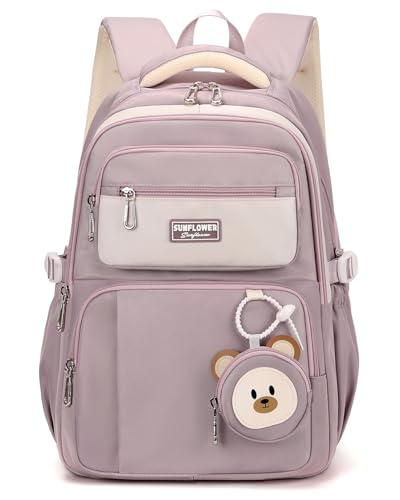 Kinderrucksack Mädchen 32L Schulrucksack Mädchen 2-10 Klasse, Leicht | Atmungsaktives Rückenpolster | Gepolsterte Schultergurte | Brustgurt,Schulranzen Kinder Schule Rucksack Teenager 8+ Jahre, Lila von DivingBirds