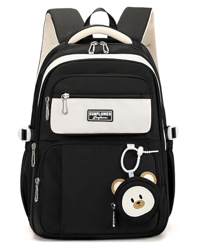 Kinderrucksack Mädchen 32L Schulrucksack Mädchen 2-10 Klasse,Leicht | Atmungsaktives Rückenpolster | Gepolsterte Schultergurte | Brustgurt,Schulranzen Kinder Schule Rucksack Teenager 8+ Jahre Schwarz von DivingBirds