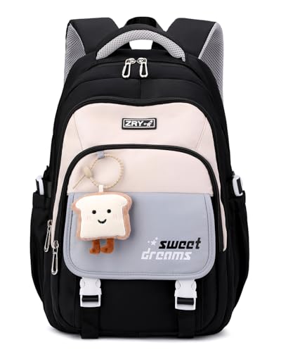 Schulrucksack Mädchen 2-10 Klasse,32L Kinderrucksack Mädchen Leicht | Atmungsaktives Rückenpolster | Gepolsterte Schultergurte | Brustgurt,Schulranzen Kinder Schule Rucksack Teenager 8+ Jahre Schwarz von DivingBirds