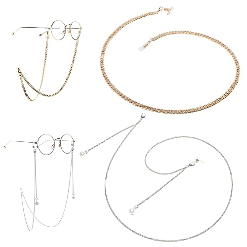 Brillenkette, 2 Stück Brillenkette Sonnenbrillen kette für Lesebrillen Brillenband Masken Kette Oma Brille Mit Kette Glasses Chain,60cm Brillenkette für Damen und Herren (Gold+Silber) von Divono