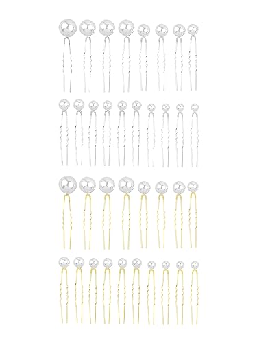 36 Stücke Braut Haarnadeln, Hochzeit Haarnadeln mit Perlen, Braut Perlen Haarnadeln, U-förmige Perlenhaarnadel Haarschmuck für Hochzeit Prom Party Damen Mädchen(Gold, Silber) von Divono