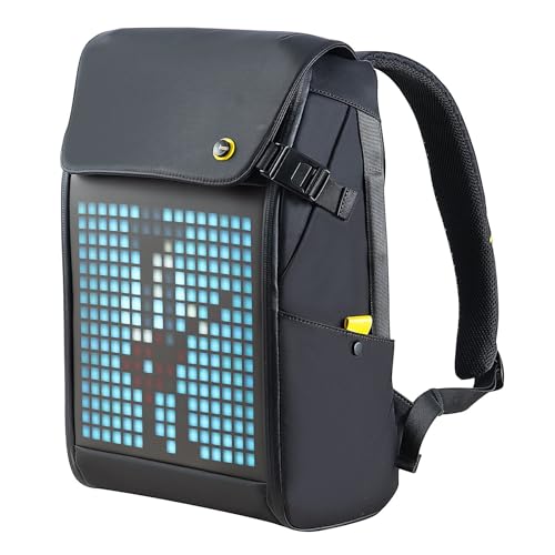 Divoom Pixoo Pixel Art Reise-Laptop-Rucksack mit App-gesteuertem 16X16 RGB-LED-Bildschirm, wasserdichte College-Schule-Computertasche Geschenke für Frauen und Männer Schul-College-Studenten von Divoom