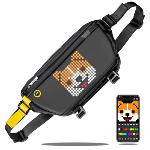 Divoom Pixoo Pixel Art Sling Bag mit App Controlled 16X16 LED Screen, wasserdichtes leichtes Casual Daypack Chest Crossbody Shoulder für Männer Frauen Outdoor Sport Wandern, Radfahren, Reisen von Divoom