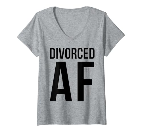 Damen Divorced AF T-Shirts Happy Break Up Tees Scheidung Party Frauen T-Shirt mit V-Ausschnitt von Divorce Tees By VM