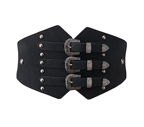 Diyafas Retro Damengürtel Breiter Taillengürtel für Kleider Elastischer Gürtel Hüftgürtel von Diyafas