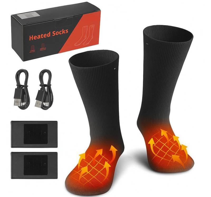 Diyarts Funktionssocken (Set, beheizbaren Socken mit Akkus und Ladekabeln) Beheizte Socken elektrisch – 3 Temperaturstufen, inklusive Akkus von Diyarts