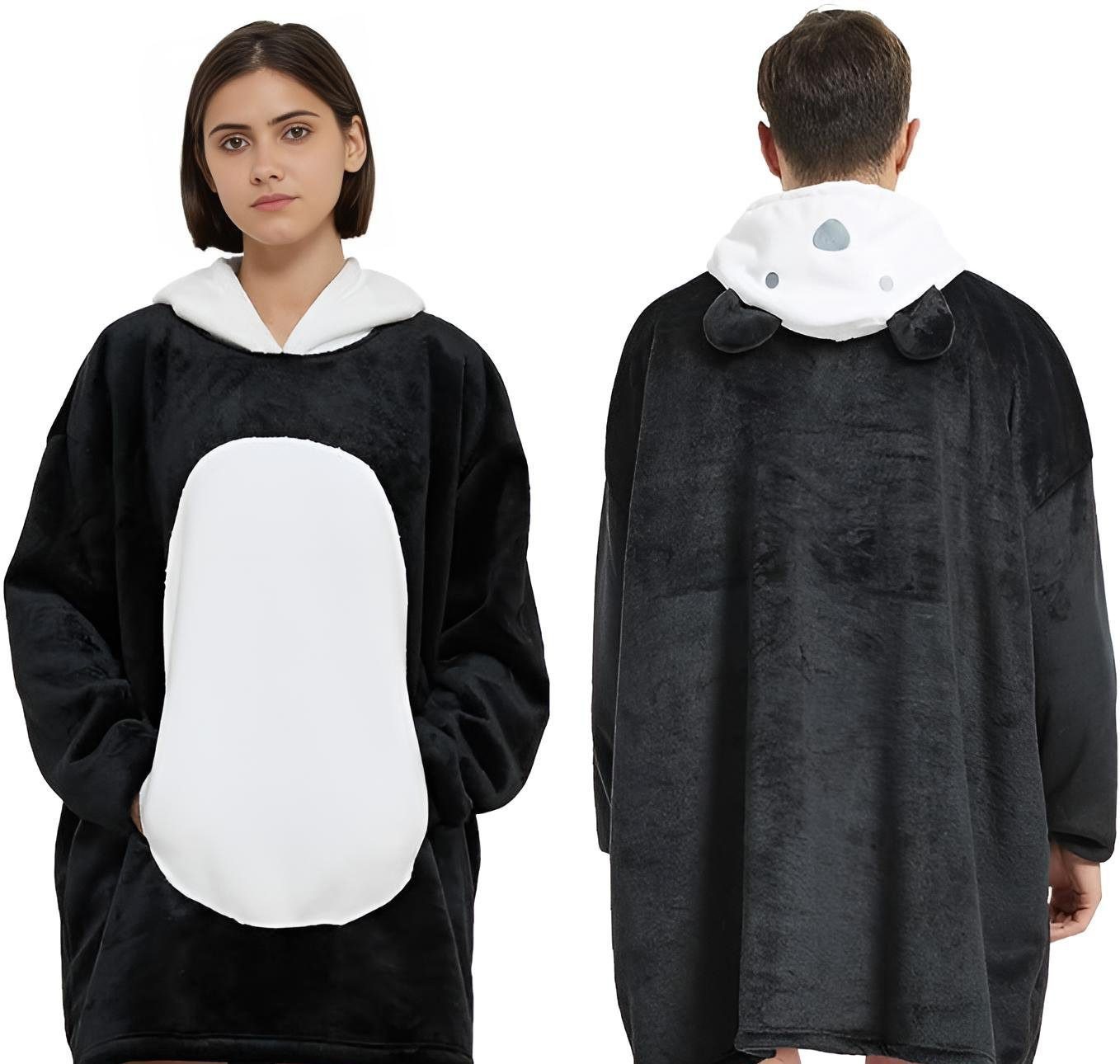 Diyarts Kapuzenpullover (Doppellagiges Acryl-Design, Decke mit Ärmel, Cosplay Pullover, Flauschiges Pyjama, Panda) Premium-Material, Tiermotiv und Pflegeleichtigkeit von Diyarts