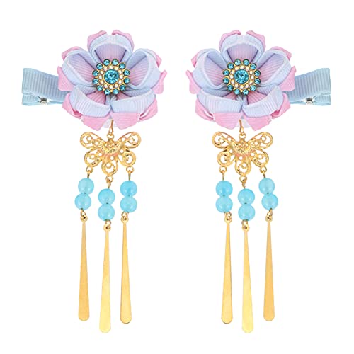 1 Paar chinesische Stil Haarspangen Blume Haarspange Vintage Quaste Haarnadel Kristall Strass Haarspangen Haarschmuck für Frauen Mädchen von Diyfixlcd