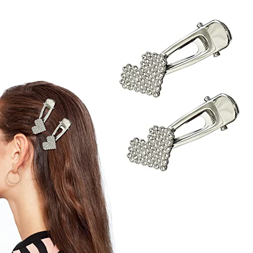 2 Stück Herz Haarspangen Metall Haarspangen Glitzer Liebe Herz Haarspangen Haarschmuck für Mädchen Frauen von Diyfixlcd