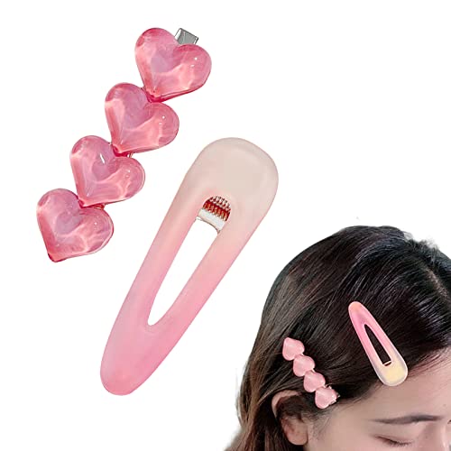 2 Stück Valentinstag Haarspangen Herz Haarnadel Valentinstag Herz Haarspangen für Frauen Glitzer Herz Haarspangen Herzförmige Haarspange für Mädchen Frauen Geschenk (Rosa) von Diyfixlcd