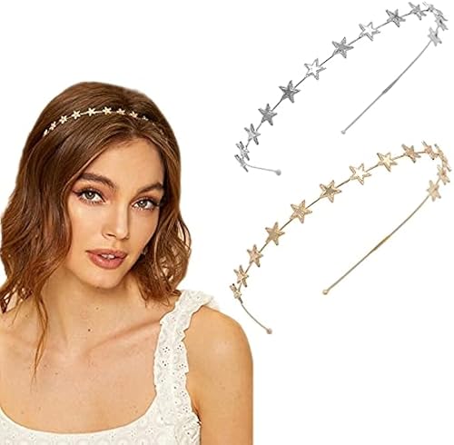 2 x fünfzackige Stern-Stirnbänder aus Legierung, Brautschmuck, Hochzeits-Haarschmuck, Ornamente für elegante Frauen und Mädchen von Diyfixlcd