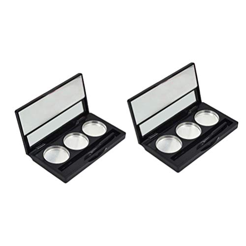26mm 3 Farben Leere Lidschatten Palette Tragbare Quadrat Lidschatten Box Kosmetik Runde Verpackung Pfannen Palette Subpackaging Fall Make-up Container 2Pcs von diyfixlcd