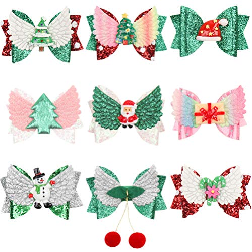 9 stücke Weihnachten Haar Schleifen Barrettes Glitzer Haar Clip Weihnachtsmann Weihnachtsbaum Schneemann Haar Pins Für Frauen Mädchen Urlaub Haar Zubehör von Diyfixlcd