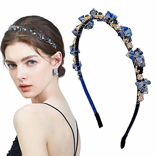 Blaues Strass-Stirnband mit glitzernden Kristallen, Stirnbänder für Frauen und Mädchen, Vintage-Partys, Haar-Accessoire von Diyfixlcd