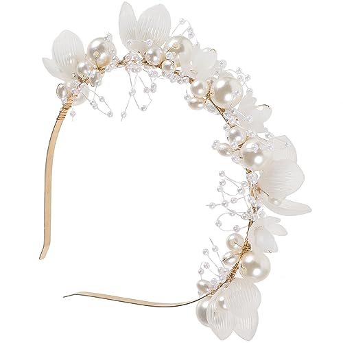 Blume Haarschmuck Stirnbänder Braut Dekorative Haarband Perle Tiara Legierung Braut Kleid von Diyfixlcd