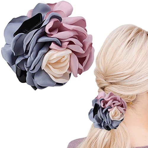 Blumen-Haarspange, Haarklammer für dickes Haar, handgefertigtes Blumen-Haar-Accessoire, große Klauen-Clips, klassische Farbe, für Frauen und Mädchen von Diyfixlcd