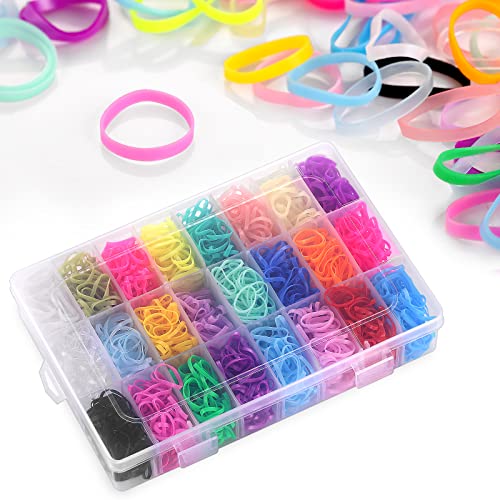 Haargummibänder, 1500 Stück, kleine elastische Haargummis mit Organizer-Box, bunt für Mädchen, Kinder, Haargummis für dünnes oder dickes Haar (24 Farben) von Diyfixlcd