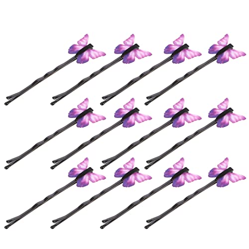 Haarnadel, Haarnadel, 3D-Stoff, Schmetterlinge, Haarspangen, Metall-Haarspangen, violette Haarnadeln für Frauen und Mädchen (12 Stück) französische Haarnadel von Diyfixlcd