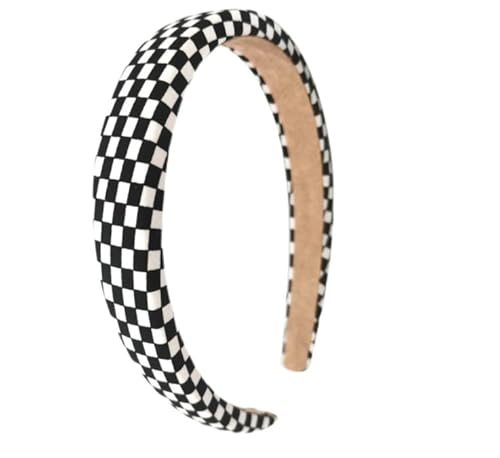 Kariertes Stirnband Puffy Stirnbänder für Frauen Plaid Haarschmuck für Frauen Schwarz und Weiß Kariert Stirnband Haarreif für Frauen Mädchen Weihnachten Party Haarschmuck von Diyfixlcd