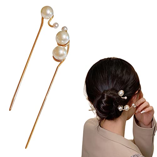 Perlen-Haarstab, Metall-Haarstäbchen, Haarzubehör, für Frauen und Mädchen, dick, 2 Stück von Diyfixlcd