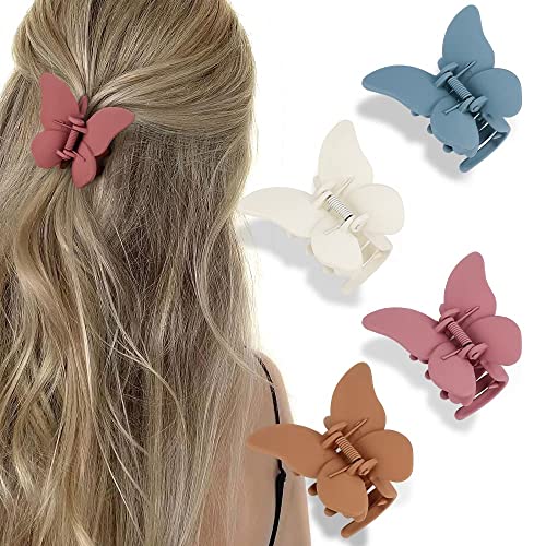 Schmetterlings-Clips, Haarklammern für Mädchen, 6,6 cm, Haarspangen für Damen, 4 Stück, matte Haarklammern, Schmetterlinge, Zubehör, Haarklammern, Kieferclips für dünnes und mittleres Haar, Geschenke von Diyfixlcd