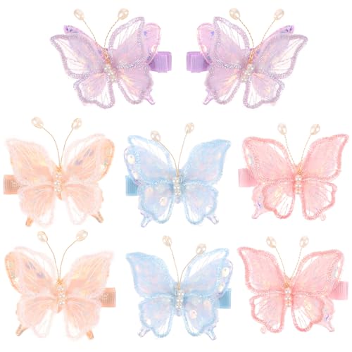 Schmetterlings-Haarspangen, niedliche Haarspangen, für Mädchen und Frauen, rutschfest, 8 Stück von Diyfixlcd