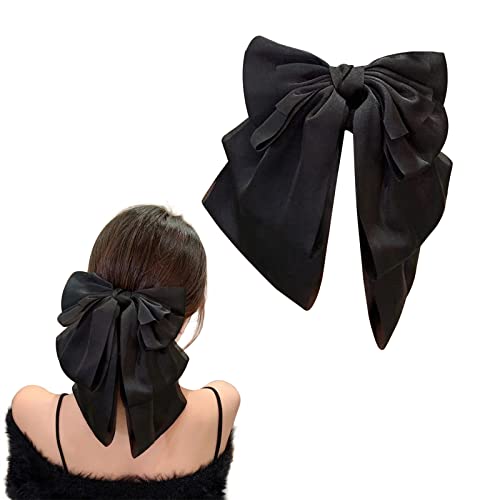 Seiden-Haarschleifen für Frauen – schwarze Haarschleifen mit Schleife, große Haarspangen, große Haarschleife von Diyfixlcd
