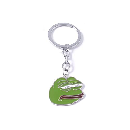 Trauriger Frosch Schlüsselanhänger Lustige Internet Meme Grün Frosch Maske Schlüsselanhänger Männer Auto Frauen Tasche Zubehör Geschenk, grün, S, Modern von Diyfixlcd