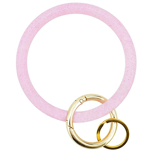 Wristlet Keychain Circle Silicone Bangle Keyring Oversized Bracelet Key Ring Holder for Women Girl, Weiß + Gelb von Diyfixlcd