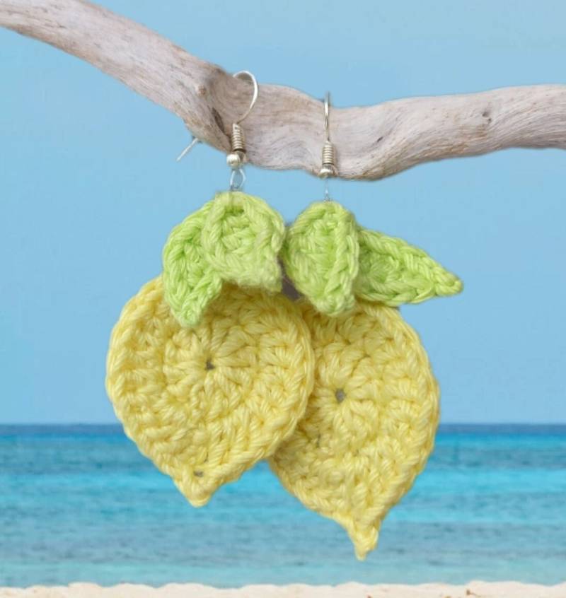 Wunderschöne Sommerliche Ohrringe - Zitrone - Selbstgehäkelt von DiyrinasDesigns