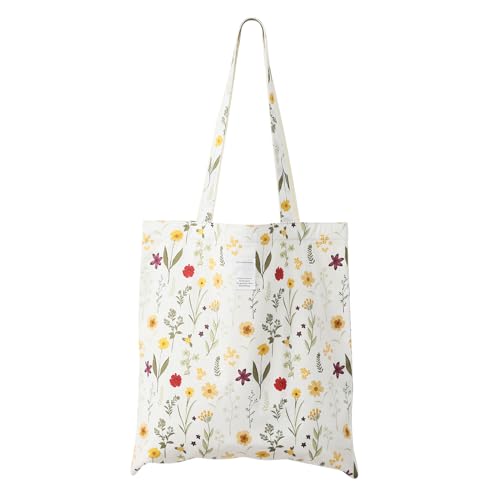 Dizdvizd Tote Bag, Canvas Shopper Tasche Floraler Druck Umhängetasche Handtasche Beuteltasche Stofftasche für Damen Mädchen, Arbeit Reisen Strand Dating Schule Alltag-Weiß von Dizdvizd